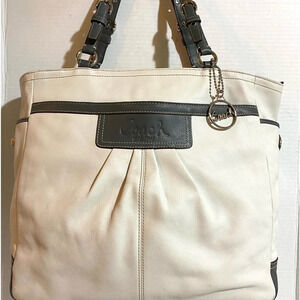 Coach white gray vintage leather satchel handbag